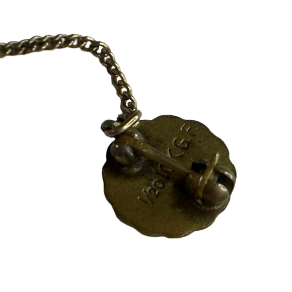 Vintage WWII Era US Air Corps Military 10k GF Enamel Propellor Wings Chained Pin - Picture 6 of 6